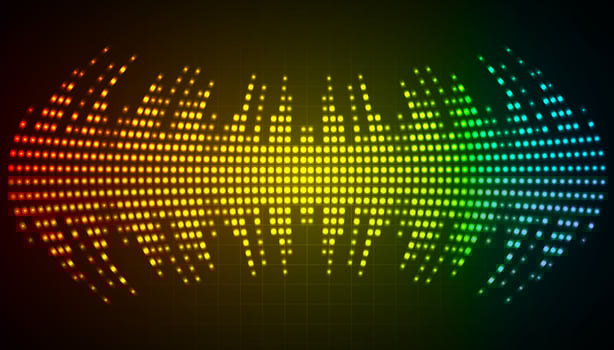 Sound waves oscillating dark light vector