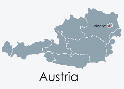 Austria map freehand drawing on white background. vector