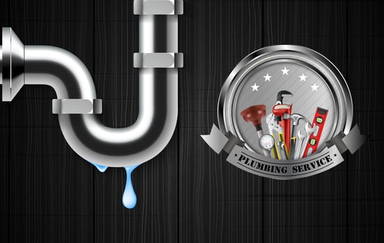 Plumbing service with repair tools vector