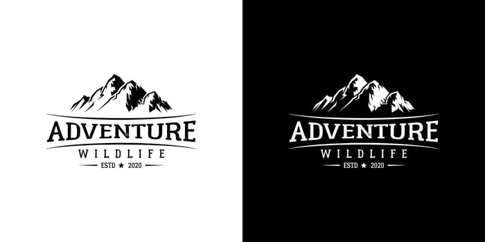 vintage emblem badge mountain and outdoor adventure logo design vector