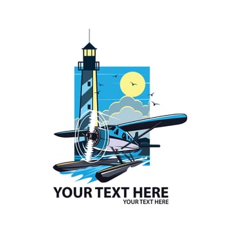 seaplane and lighthouse vector