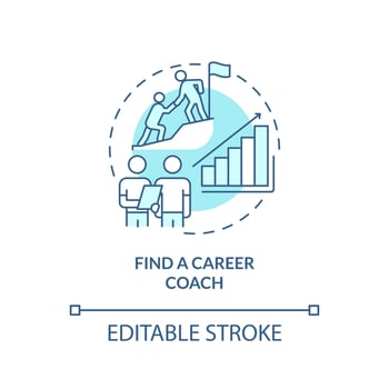 Find career coach turquoise concept icon. What to do if career is wrong abstract idea thin line illustration. Isolated outline drawing. Editable stroke. Arial, Myriad Pro-Bold fonts used vector