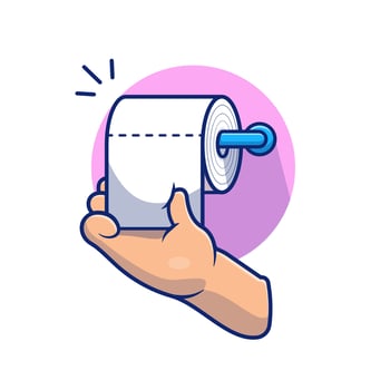 Hand Pulling Toilet Tissue Paper Roll Cartoon Vector Icon  Illustration. People Medical Icon Concept Isolated Premium  Vector. Flat Cartoon Style