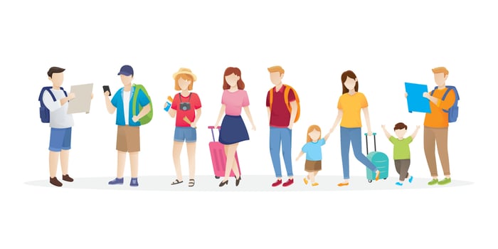 Vector set people traveling isolated on white background