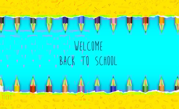 Welcome back to school with colored pencils vector