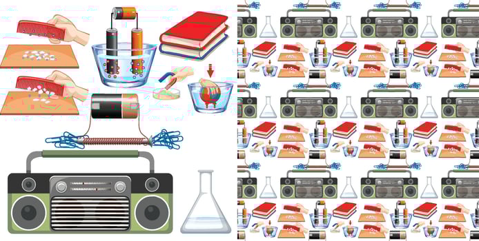 Seamless background with science tools vector