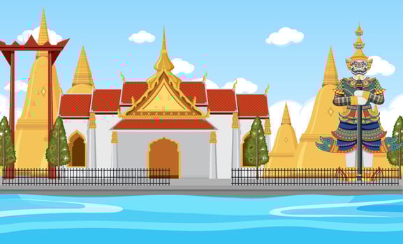 Thailand iconic tourism attraction background vector