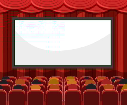 People in red movie theater or cinema vector