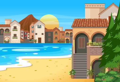 Italy town style house and building landscape vector