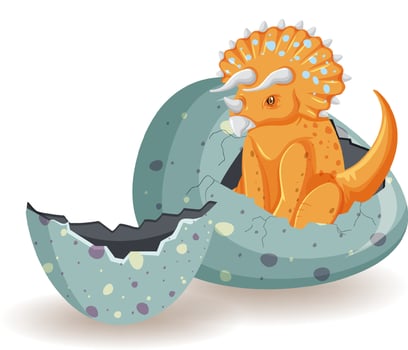 Triceratops hatching from egg vector