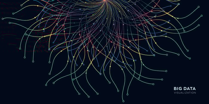 Abstract data technology background connected with lines and dots vector