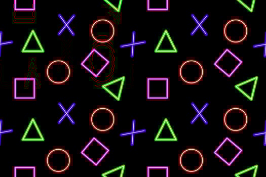 multicolored geometric shapes on black background vector