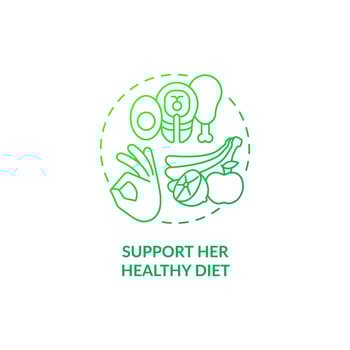 Support her healthy diet green gradient concept icon. Partner support during pregnancy abstract idea thin line illustration. Healthy eating. Prenatal care. Vector isolated outline color drawing