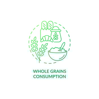 Whole grains consumption green gradient concept icon. Pregnancy diet abstract idea thin line illustration. Essential carbohydrates. Main source of energy. Vector isolated outline color drawing