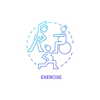 Exercise for pregnant woman blue gradient concept icon. Mental health abstract idea thin line illustration. Low impact aerobics. Help with birthing process. Vector isolated outline color drawing