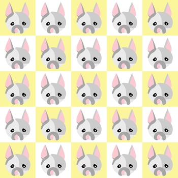 Bulldog head cartoon character on yellow background vector