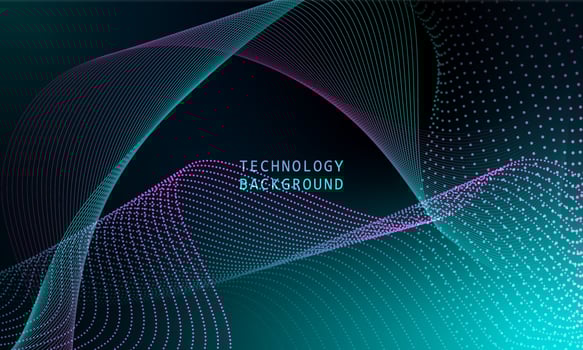 abstract wave technology background with blue light smooth and flow. vector