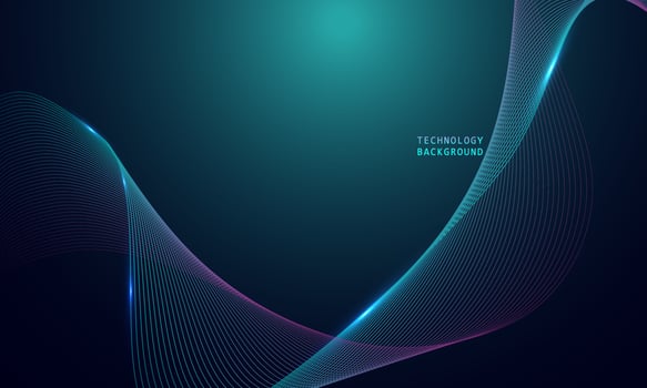 abstract wave technology background with blue light smooth and flow. vector