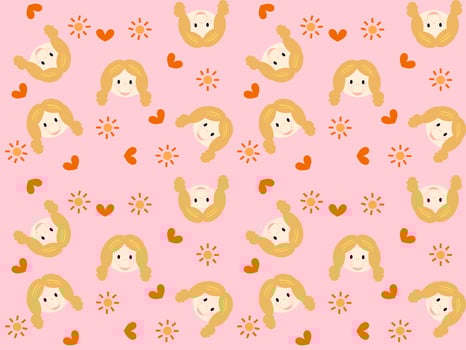 Toddler cartoon character seamless pattern on pink background. children vector