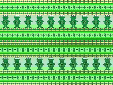 crocodile cartoon character seamless pattern on green background vector