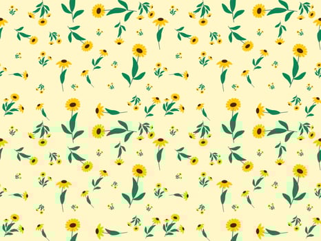 flower seamless pattern on yellow background vector