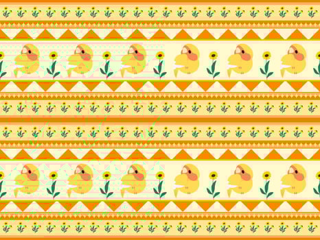 bird cartoon character seamless pattern on yellow background vector