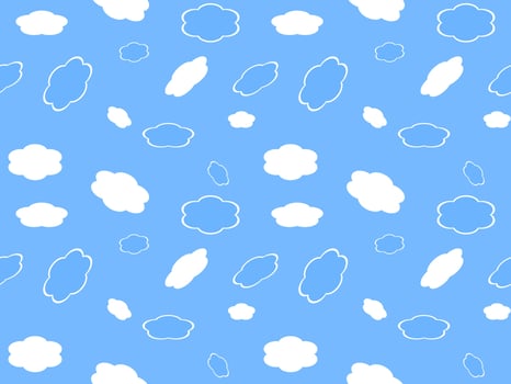 cloud cartoon character seamless pattern on blue background vector