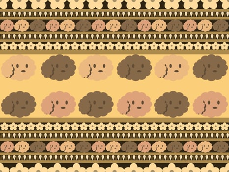 Dog cartoon character seamless pattern on brown background vector
