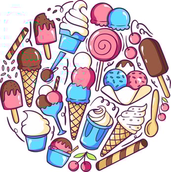 Ice Cream Element Doodle Pack vector