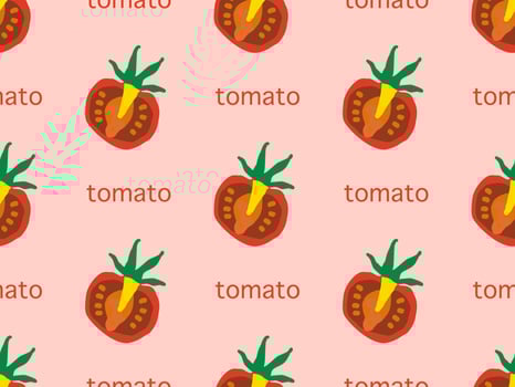 tomato cartoon character seamless pattern on red background. vector
