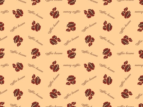 Coffee cartoon character seamless pattern on brown background.Pixel style vector