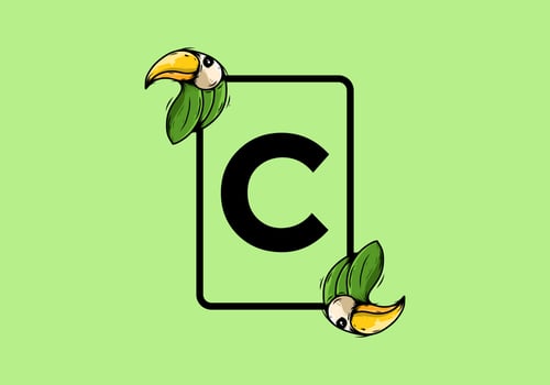 Green bird with C initial letter vector