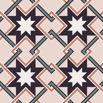 Abstract geometric star square overlapping shape seamless background. Ethnic Islamic, persian, Morocco color pattern design. Use for fabric, textile, interior decoration elements, wrapping. vector