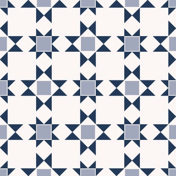 Blue color small geometric triangle star square shape seamless background. Simple Islamic, African, persian, peranakan pattern. Use for fabric, textile, interior decoration elements, wrapping. vector