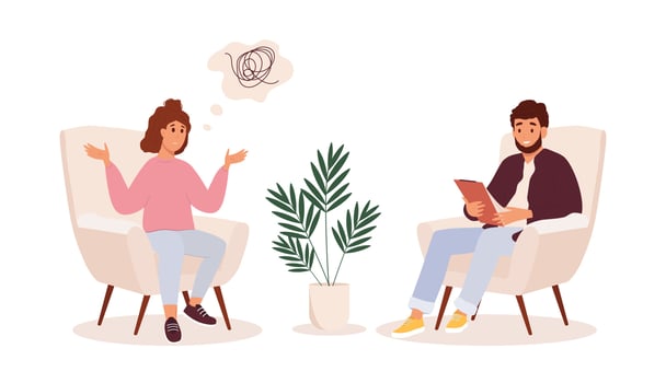 Coaching or psychotherapy concept. Vector illustration
