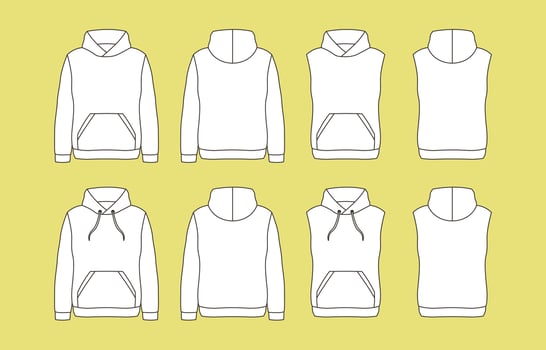 Outline Hoodie Mock up with Alternative Collar and Sleeve Length vector