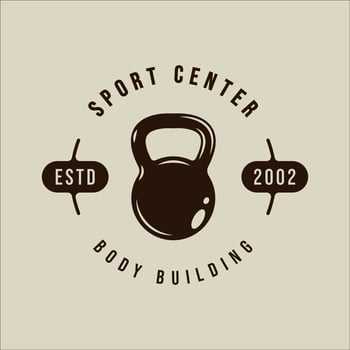 kettlebell or barbell logo vintage vector illustration template icon graphic design. gym or fitness sport sign or symbol for gymnasium business with typography style