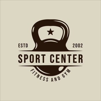 kettlebell or barbell logo vector vintage illustration template icon graphic design. gym or fitness sign or symbol for sport business gymnasium