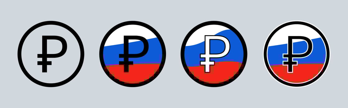 Russian Ruble on Russian tricolor Flag Vector Illustration for design business concept