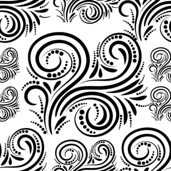 Abstract linear curly seamless pattern. Swirl background. Damask. Infinity wrapping paper. vector