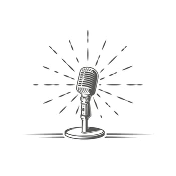 Microphone is depicted on a background of firework vector
