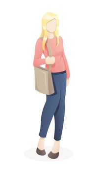 Portrait of young woman going shopping with eco bag vector