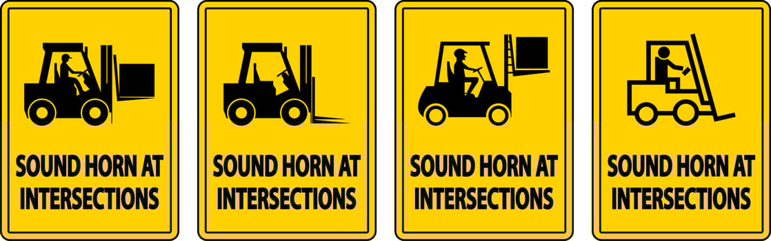 Sound Horn At Intersections Label Sign On White Background vector
