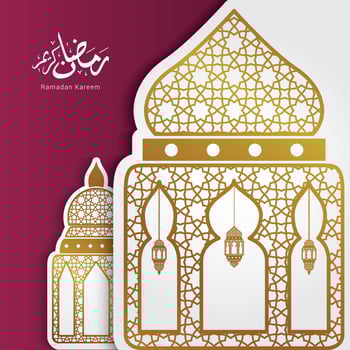 Ramadan Kareem Arabic Calligraphy greeting card vector illustration with ornament background .Translation is Generous Ramadan