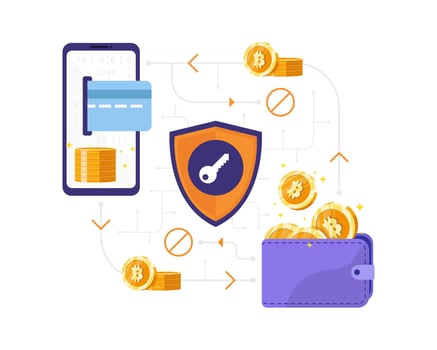 Vector illustration Bitcoin transaction concept