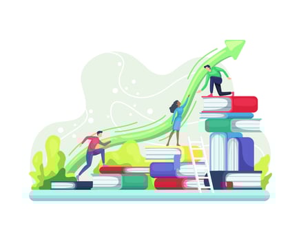 People climbing books vector
