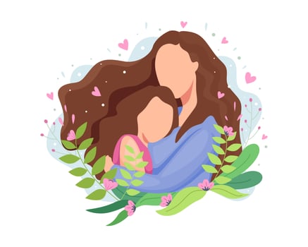 Mom hugging her daughter vector