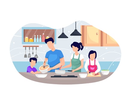 Cooking with family illustration vector
