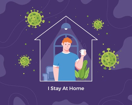 Stay at home during pandemic illustration vector