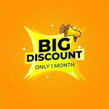 Big discount only 1 month yellow sale banner promotion advertising store sale vector